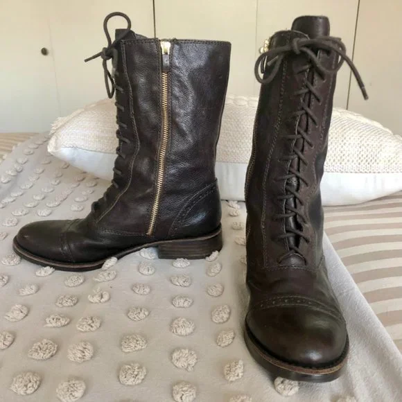 Vince Camuta Chocolate Brown Leather Boots - Picture 1 of 2